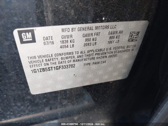 Chevrolet MALIBU LS 2016 1G1ZB5ST1GF333782 Image 9