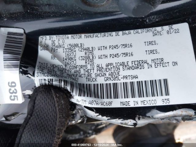 3TMCZ5AN2NM477902 Toyota Tacoma Sr5 V6