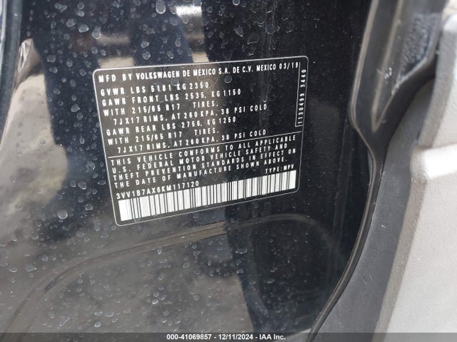 3VV1B7AX6KM117120 Volkswagen Tiguan 2.0t S