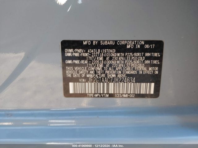 JF2GTAAC7JH224634 Subaru Crosstrek 2.0i