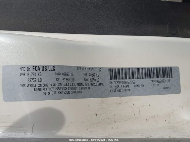 2017 FIAT 500E 3C3CFFGE3HT575762 Photo 8