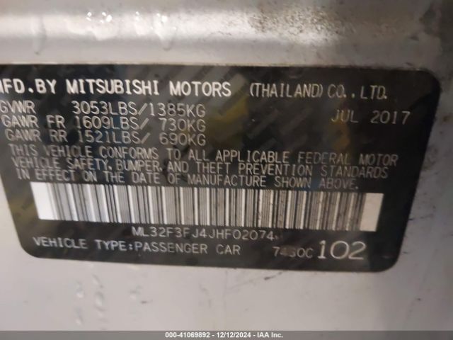 ML32F3FJ4JHF02074 Mitsubishi Mirage G4 Es