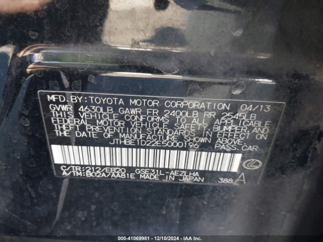 JTHBE1D22E5000196 Lexus IS 350