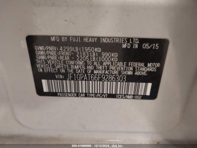 JF1GPAT66F9286303 Subaru Impreza 2.0i Sport Premium