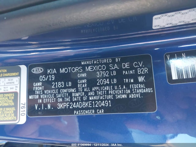 KIA Forte Lxs 2019 3KPF24AD8KE120491 Image 9