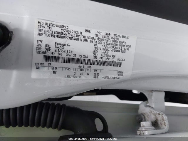 Ford FOCUS SE 2014 1FADP3F29EL213791 Image 9