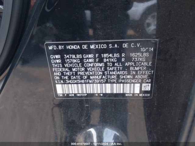 3HGGK5H81FM739157 Honda Fit Ex/ex-l