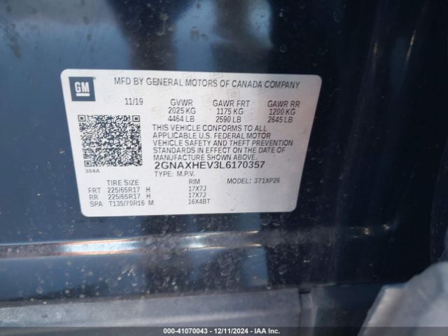 2GNAXHEV3L6170357 Chevrolet Equinox Fwd Ls