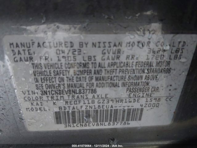 3N1CN8EV8NL837786 Nissan Versa 1.6 Sv Xtronic Cvt