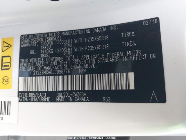 2T2ZZMCA6JC096776 Lexus RX 350