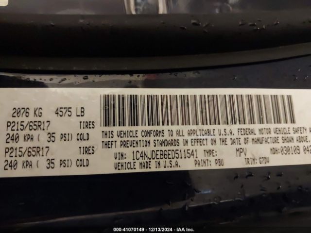 1C4NJDEB6ED511541 Jeep Compass Latitude