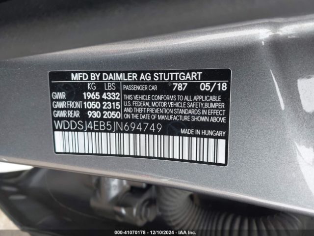 WDDSJ4EB5JN694749 Mercedes-Benz CLA 250
