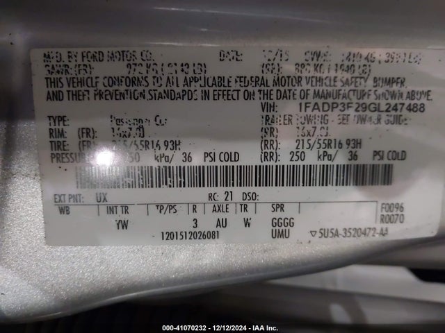 Ford FOCUS SE 2016 1FADP3F29GL247488 Image 9