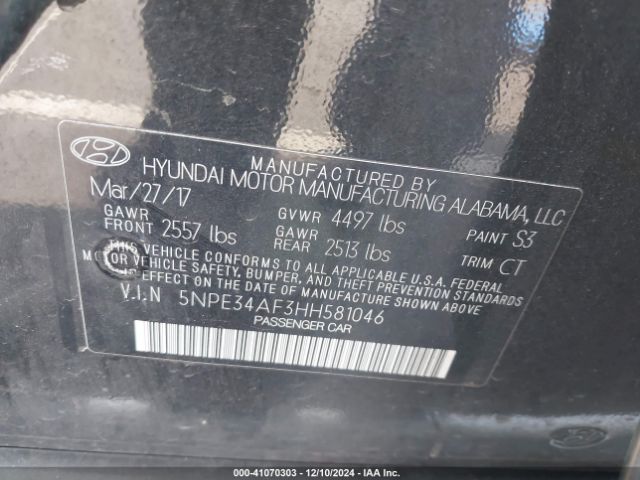 5NPE34AF3HH581046 Hyundai Sonata Sport