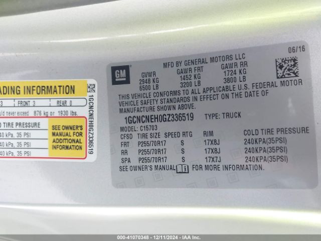 1GCNCNEH0GZ336519 Chevrolet Silverado 1500 Wt