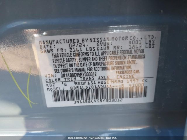 3N1AB8CV5RY303012 Nissan Sentra Sv Xtronic Cvt