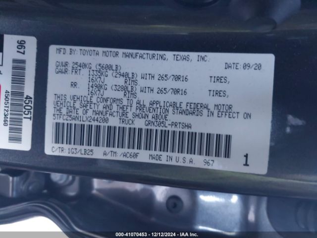 5TFCZ5AN1LX244200 Toyota Tacoma Trd Pro