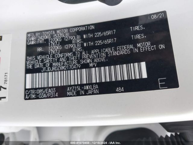 JTJDJRDZXM2170479 Lexus NX 300H