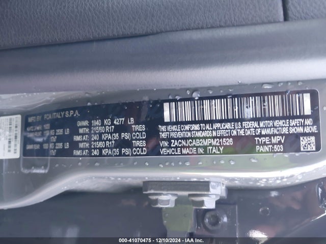 ZACNJCAB2MPM21526 Jeep Renegade Sport Fwd