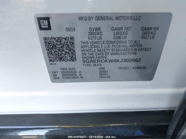 5GAERCKW4KJ300962 Buick Enclave Fwd Premium