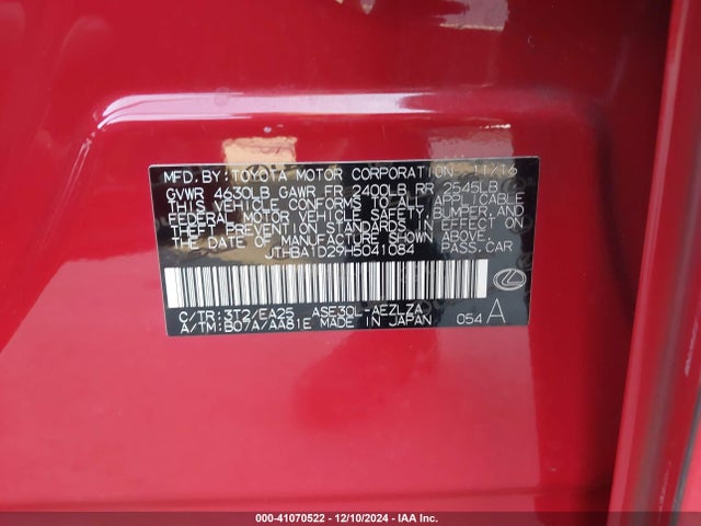 JTHBA1D29H5041084 Lexus IS 200T