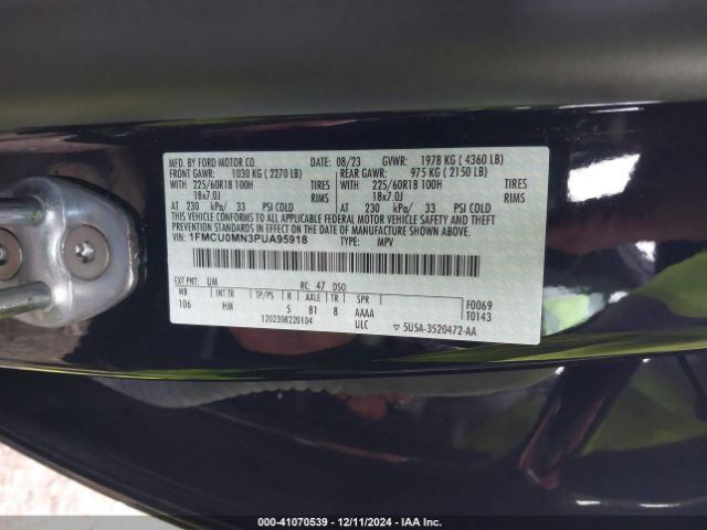 1FMCU0MN3PUA95918 Ford Escape St-line