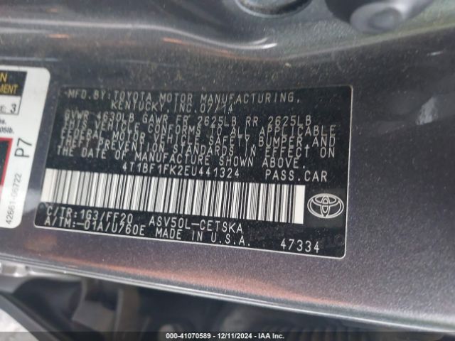 4T1BF1FK2EU441324 Toyota CAMRY SE
