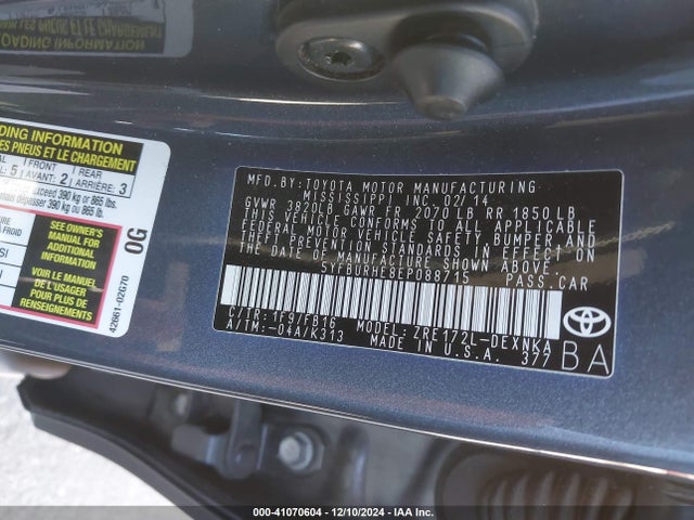 Toyota Corolla Le Plus 2014 5YFBURHE8EP088715 Image 9