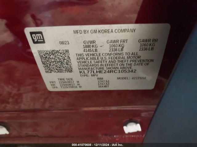 KL77LHE24RC105342 Chevrolet Trax Fwd Lt