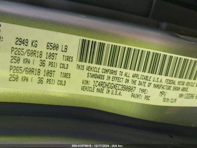 1C4RDHDGXEC390807 Dodge DURANGO LIMITED
