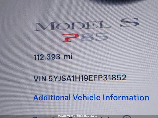 Tesla Model S P85 2014 5YJSA1H19EFP31852 Image 13