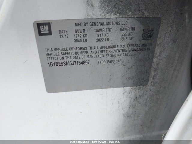 1G1BE5SM6J7154897 Chevrolet Cruze Lt Auto