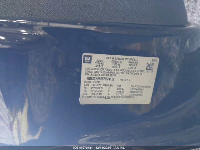 Продажа на аукционе авто 2012 Chevrolet Suburban 1500 Ltz, vin: 1GNSCKE05CR324122, номер лота: 41070731