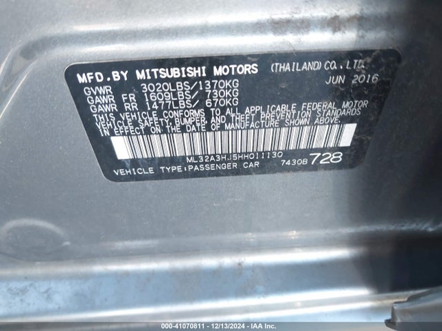 ML32A3HJ5HH011130 Mitsubishi MIRAGE ES