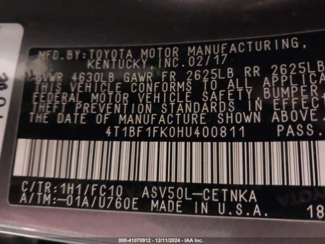 4T1BF1FK0HU400811 Toyota CAMRY LE