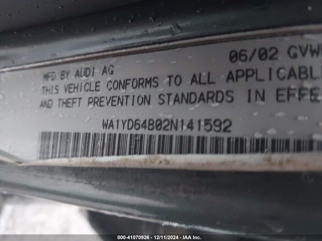 2002 AUDI ALLROAD WA1YD64B02N141592 Photo 8