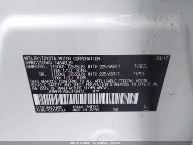 JTMBFREV5HJ148473 Toyota RAV4 LE