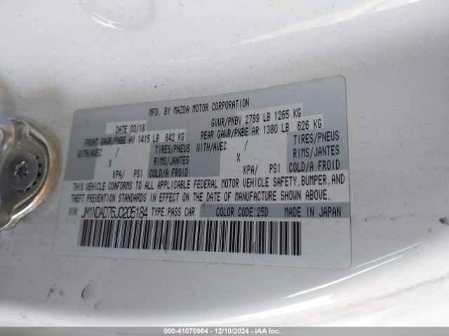 JM1NDAD76J0205184 Mazda Mx-5 Miata Grand Touring