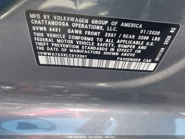 1VWWA7A3XLC012391 Volkswagen Passat 2.0t Se