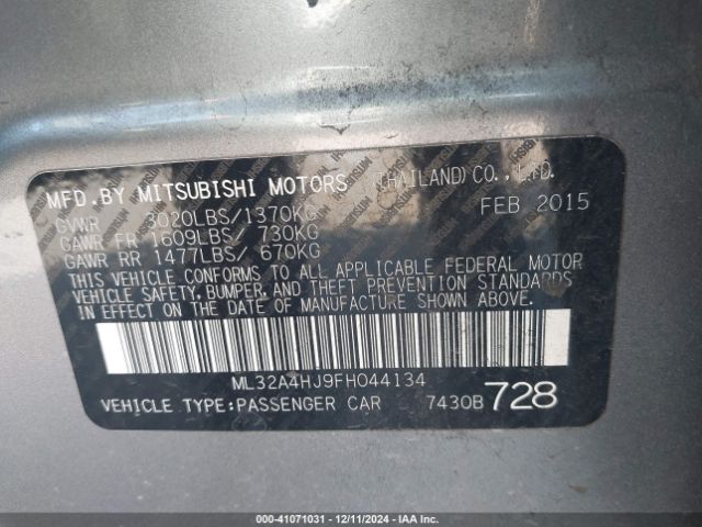 2015 MITSUBISHI MIRAGE ML32A4HJ9FH044134 Photo 8