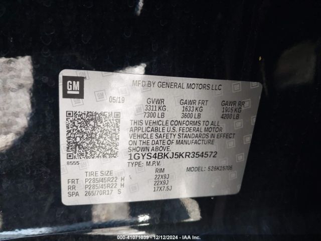 2019 CADILLAC ESCALADE 1GYS4BKJ5KR354572 Photo 8