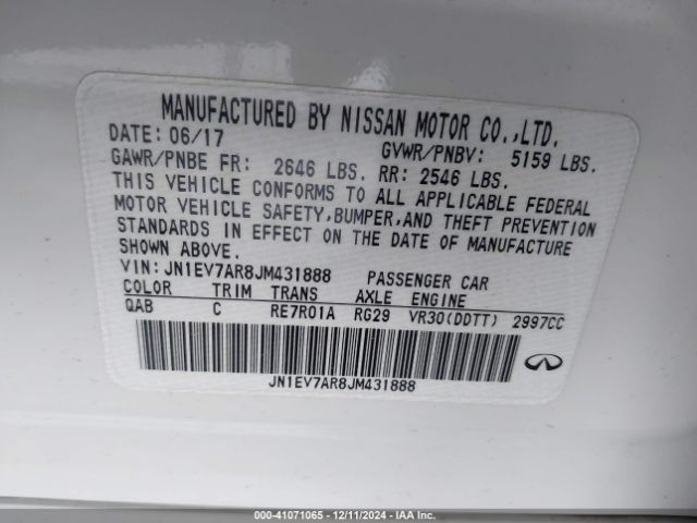 JN1EV7AR8JM431888 Infiniti Q50 3.0t Luxe