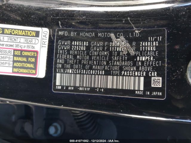 JHMZC5F38JC002560 Honda Clarity Plug-in Hybrid Touring