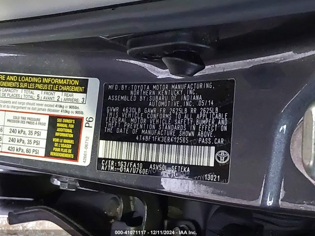 Toyota CAMRY L 2014 4T4BF1FK3ER412565 Image 9