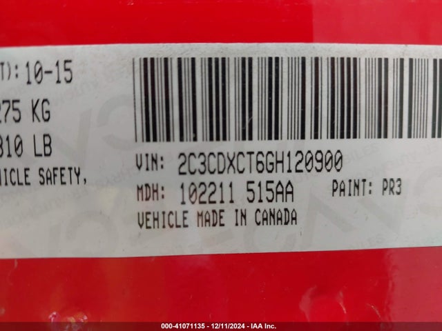 2C3CDXCT6GH120900 Dodge CHARGER R/T