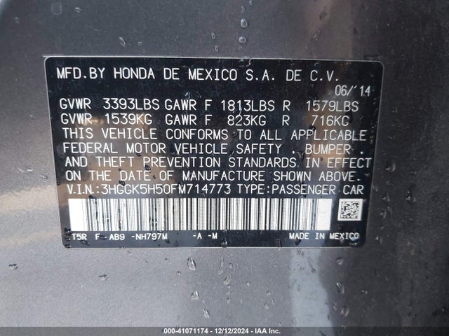 Honda FIT LX 2015 3HGGK5H50FM714773 Image 9