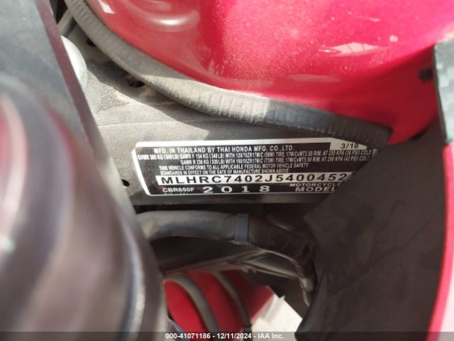 2018 HONDA CBR650 MLHRC7402J5400452 Photo 9