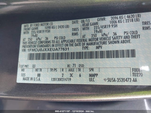 Ford Escape Titanium 2014 1FMCU0JXXEUA77631 Image 9