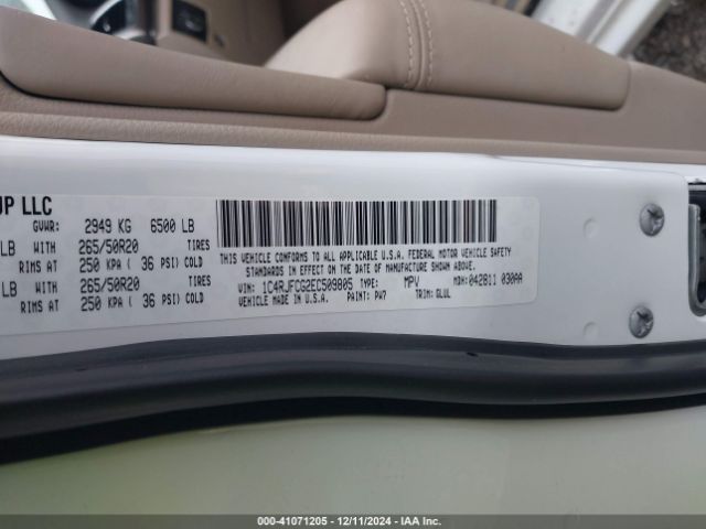 1C4RJFCG2EC509805 Jeep Grand Cherokee Overland
