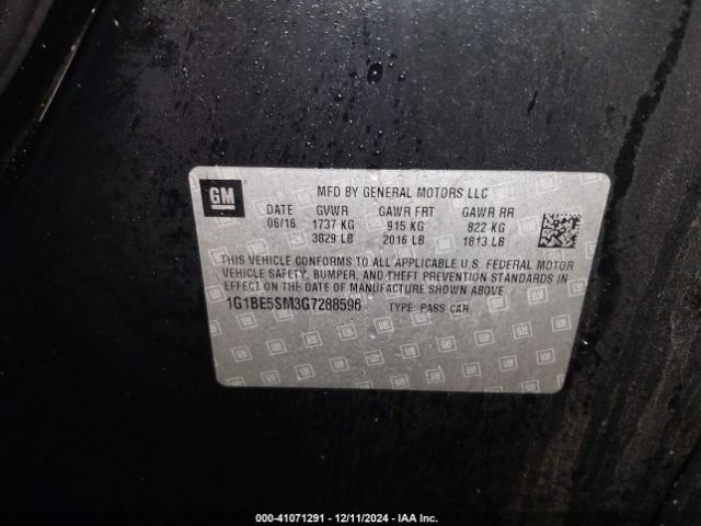 1G1BE5SM3G7288596 Chevrolet Cruze Lt Auto